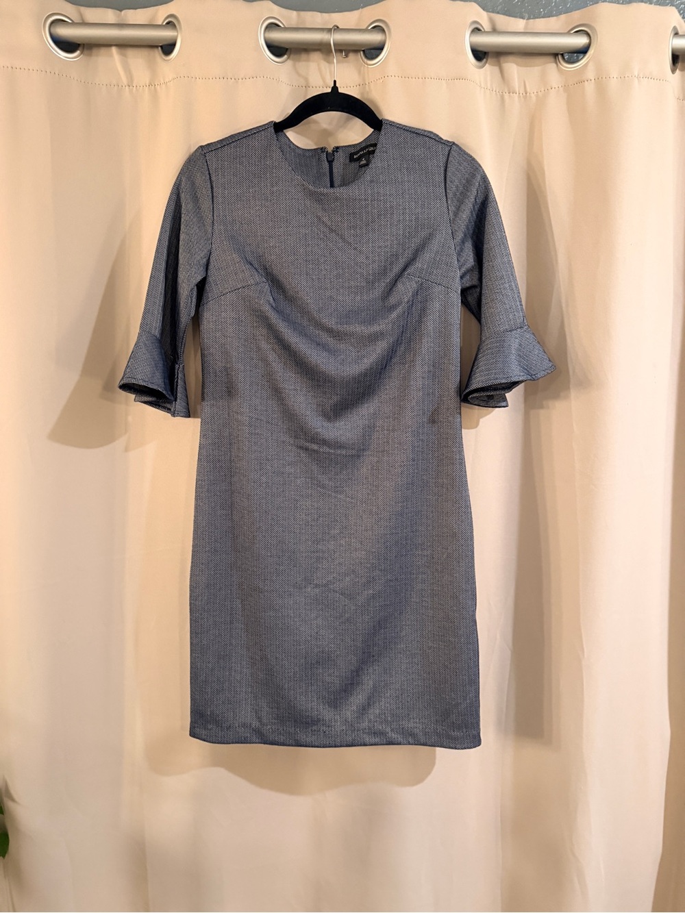 Banana Republic Gray  Textured Sheath Dress with Ruffle Sleeves